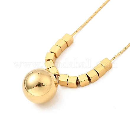 Ion Plating(IP) 304 Stainless Steel Round Ball Pendant Necklace with Coreana Chains for Women NJEW-G085-03G-1