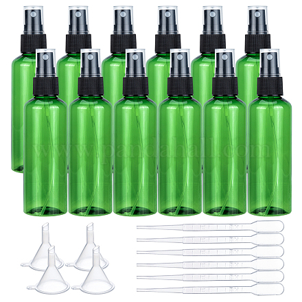 BENECREAT 12 Pack 100ml Green Plastic Fine Mist Spray Bottle with Black Caps DIY-BC0001-06A-1