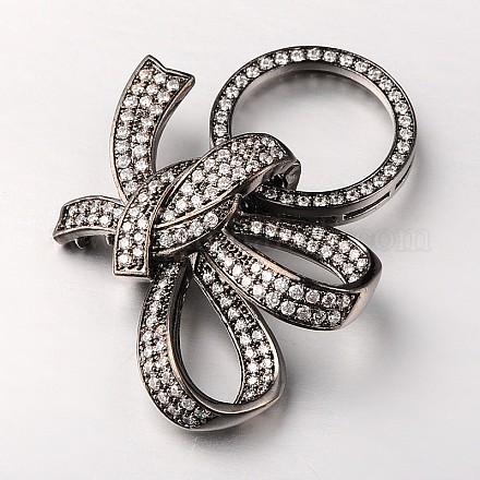 Brass Micro Pave Cubic Zirconia Fold Over Clasps ZIRC-M046-B-RS-1