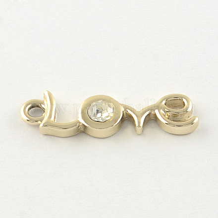 Word Love Alloy Rhinestone Pendants Nice for Valentine's Day Gifts PALLOY-L171-085-1