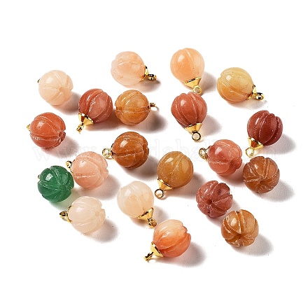 SUPERFINDINGS 20Pcs Natural Jade stones Charms Pumpkin Design Dangle Charms Autumn Mixed Colors Ball Round Exquisite Pendants Charms for Jewelry Making Bracelet Earrings Charms 10x7.5mm HJEW-FH0006-49-1