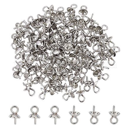Dicosmétique 120 pièces 304 en acier inoxydable tasse perle cheville bélières broches pendentifs STAS-DC0004-01-1