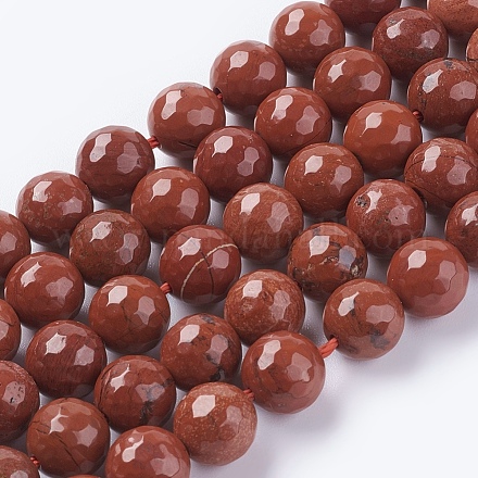 Chapelets de perles en jaspe rouge naturel G-G542-8mm-15-1