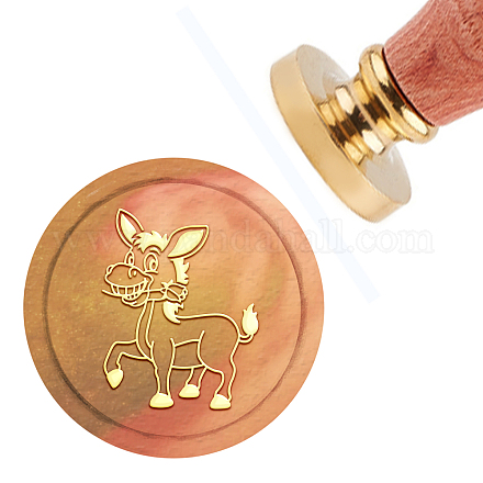 CRASPIRE Wax Seal Stamp Donkey Sealing Wax Stamps Rose 30mm Removable Brass Head Sealing Stamp with Wooden Handle for Sealing Cards Decoration Invitations Gift Scrapbooking AJEW-WH0184-0086-1