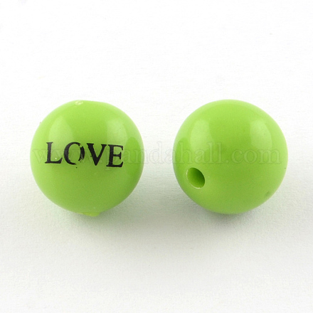 Love Printed Round Opaque Acrylic Beads SACR-R896-20mm-04-1