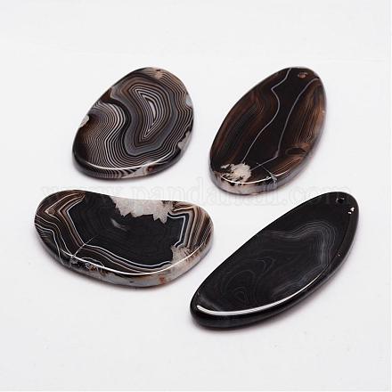 Natural Striped Agate/Banded Agate Pendants G-P155-07F-1