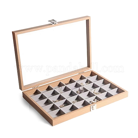 Cajas rectangulares de presentación de joyas de madera con 24 compartimento PW-WG90817-06-1
