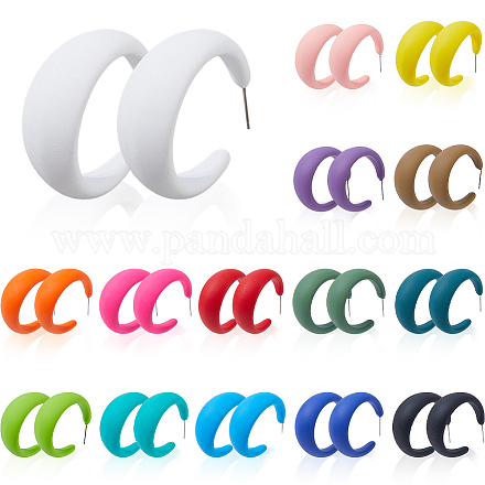 15 Paar Ohrstecker aus Acryl in 15 Farben EJEW-DC0001-50-1
