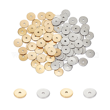 UNICRAFTALE About 100pcs 2 Colors 8mm Disc Spacer Beads Vacuum Plating Beads Stainless Steel Loose Beads Disc Bead Findings for DIY Bracelets Necklaces Jewelry Making STAS-UN0009-07B-1