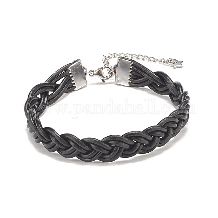 Bracelets cordon tressé en cuir de vachette pour hommes femmes BJEW-JB07887-01-1