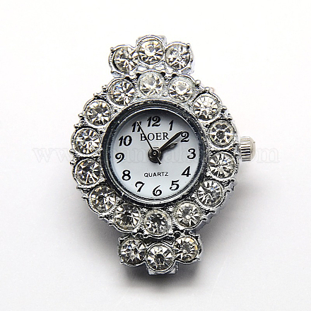 Volti di orologi rotondi teste di orologi del rhinestone della lega piane WACH-D014-04-1