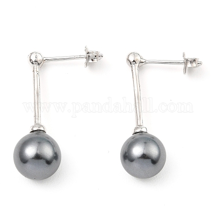 Orecchini pendenti rotondi con perle di conchiglia EJEW-Z024-12B-P-1
