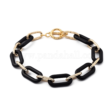 Bracelets de chaîne trombone en plastique et aluminium CCB BJEW-JB05432-01-1