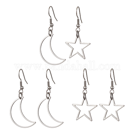 3 paire de boucles d'oreilles pendantes en alliage de 3 styles EJEW-JE05552-1