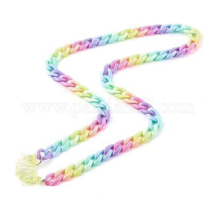 Personalized Rainbow Acrylic Curb Chain Necklaces NJEW-JN03514-1