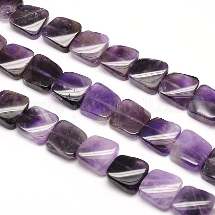 Natural Amethyst Twist Square Beads Strands G-L238-03-1
