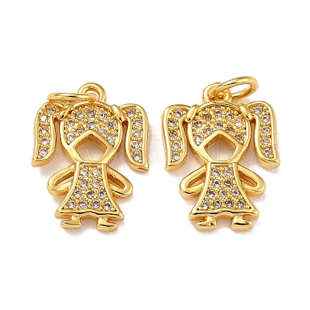Brass Micro Pave Cubic Zirconia Charms ZIRC-A021-54G-B-1