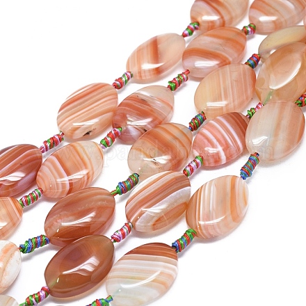 Fili di perline di agata naturale / agata a strisce G-L544-008-1