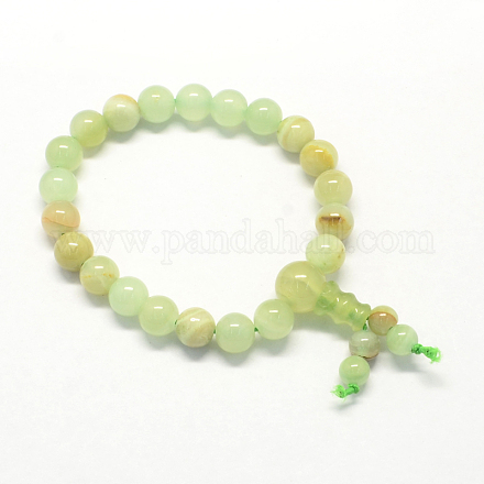 Buddha Meditation gelbe Jade Perlen Stretch-Armbänder BJEW-R041-8mm-04-1