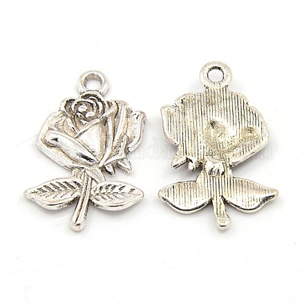 Tibetan Style Rose Flower Gothic Pendants Great For Mother's Day Earring Making X-EA155Y-NF-1