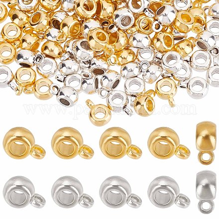 Sunnyclue 1 boîte de 200 perles bails - Breloques en forme de lien - Perles européennes à grand trou - Perles d'espacement en argent - Perles en métal pour la fabrication de bijoux - Pour la fabrication de bijoux - Pour femmes et adultes - Bricolage de bracelets et de colliers FIND-SC0003-58-1