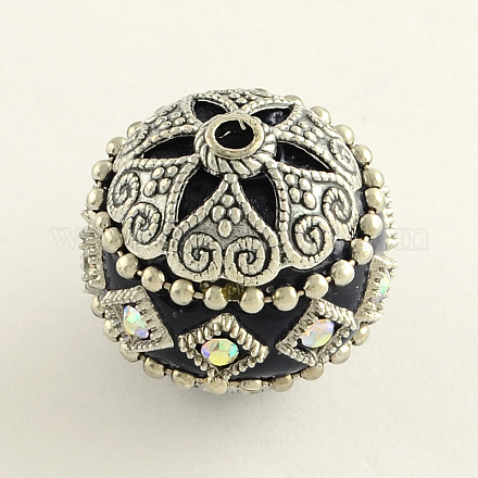 Round Handmade Rhinestone Indonesia Beads IPDL-Q036-19E-1