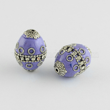 Oval Handmade Grade A Rhinestone Indonesia Beads IPDL-S024-01-1
