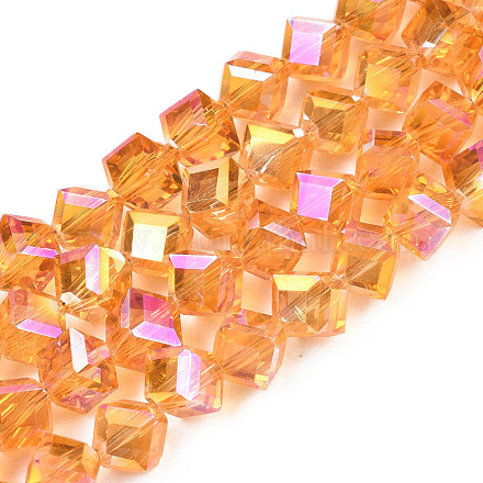 Electroplate Transparent Glass Beads Strands EGLA-N002-29-C02-1