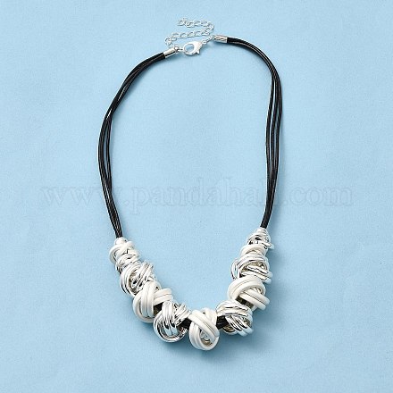 Collier pendentif en perles de nœud en alliage avec cordes cirées pour femmes NJEW-Q391-04S-1