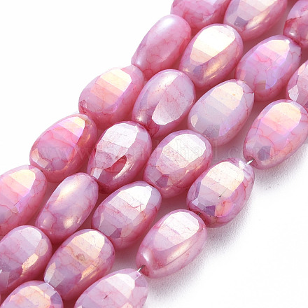 Mèches de perles de verre craquelé peintes au four opaque EGLA-S174-21H-1