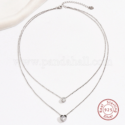 925 Sterling Silver Cable Chains Double Layer Necklaces YE3032-1-1