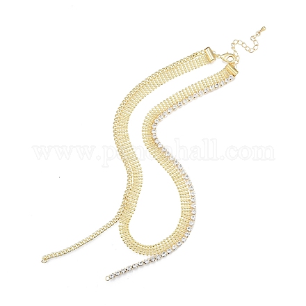Halsketten aus Messing mit Mikropavé und klaren Zirkonia KK-G437-05G-1