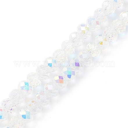 Electroplate Transparent Glass Beads Strands EGLA-K015-07F-1