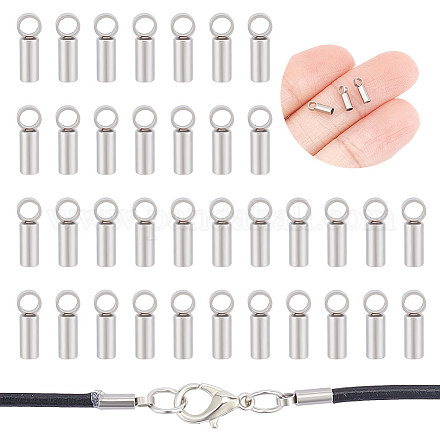 UNICRAFTALE about 60pcs Tube End Caps Stainless Steel Cord Ends 1mm Inner Diameter Smooth End Caps Terminators Cord Finding for Leather Cord Bracelets Jewelry Making STAS-UN0011-76P-1