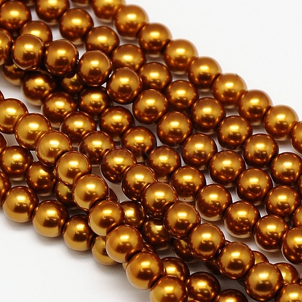 Eco-Friendly Dyed Glass Pearl Round Bead Strands X-HY-A002-10mm-RB090-1