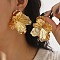 Iron Stud Earrrings for Women, Flower, Golden, 61x59mm