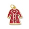 Rack Plating Brass Enamel Pendants, Long-Lasting Plated, Lead Free & Cadmium Free, Real 18K Gold Plated, Overcoat Charm, Red, 19x14x2mm, Hole: 3mm