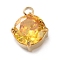 304 Stainless Steel Micro Pave Cubic Zirconia Pendants, Flat Round Charms, Yellow, 10.5x8x4.5mm, Hole: 1.8mm