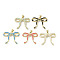 Brass Pendants, with Enamel, Bowknot Charm, Real 18K Gold Plated, Mixed Color, 21.5x28x3.5mm, Hole: 5x3mm