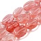 Cherry Quartz Glass Beads Strands, Flat Oval, 10x8x5.5mm, Hole: 0.8mm, about 39pcs/strand, 15.47''(39.3cm)