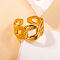 201 Stainless Steel Oval Link Chain Cuff Rings, Golden, Inner Diameter: 19mm