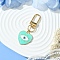 Heart with Evil Eye Alloy Enamel Pendant Decorations, with Alloy Swivel Clasps, Medium Aquamarine, 59mm, Pendant: 36mm