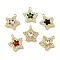 Alloy Pendants, with Rhinestone & Glass, Lead Free & Cadmium Free & Nickel Free, Rack Plating, Star, Mixed Colorr, Golden, 22x20x4mm, Hole: 1.8mm