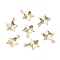 Brass Charms, Long-Lasting Plated, Cadmium Free & Lead Free, Star, Real 24K Gold Plated, 12.5x10x0.2mm, Hole: 1.2mm
