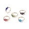 Round Lampwork Evil Eye Braided Finger Ring, Light Gold Plated Copper Wire Wrapped Jewelry for Women, Mixed Color, US Size 7 3/4(17.9mm)