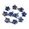 Natural Lapis Lazuli Pendants, Star Charm with 201 Stainless Steel Snap on Bails, Stainless Steel Color, 20~21x17~19x7~8mm, Hole: 6x3mm