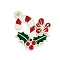 Christmas Theme Spray Painted Alloy Enamel Pendants, Candy Cane, 21.5x18x1.5mm, Hole: 1.8mm