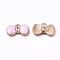 Alloy Enamel Pendants, with Crystal Rhinestone, Bowknot, Light Gold, Pink, 9x14.5x3.5mm, Hole: 1.5mm