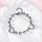 201 Stainless Steel Link Chain Bracelets, with 304 Stainless Steel Clasps, Heart, Stainless Steel Color, 7-3/8 inch(18.7cm)