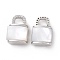 Brass Micro Pave Clear Cubic Zirconia Pendants, with Shell, Lock Charm, Platinum, 14x9.5x5mm, Hole: 3.5x3.5mm
